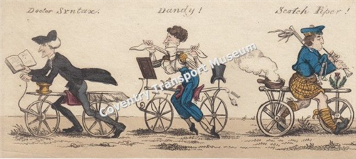 Fanciful Hobby Horse Lithograph - Three Riders
